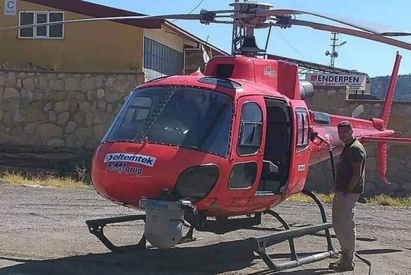 Türkiyədə helikopter yanacaqdoldurma məntəqəsinə enib yanacaq doldurdu - FOTO